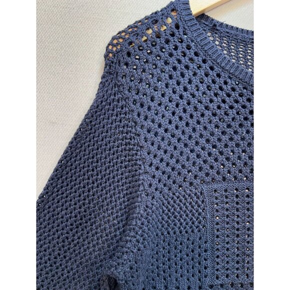 Christopher & Banks Women's Crochet Pullover Sweater Knit Long Sleeve Sz XL Blue - Picture 8 of 12